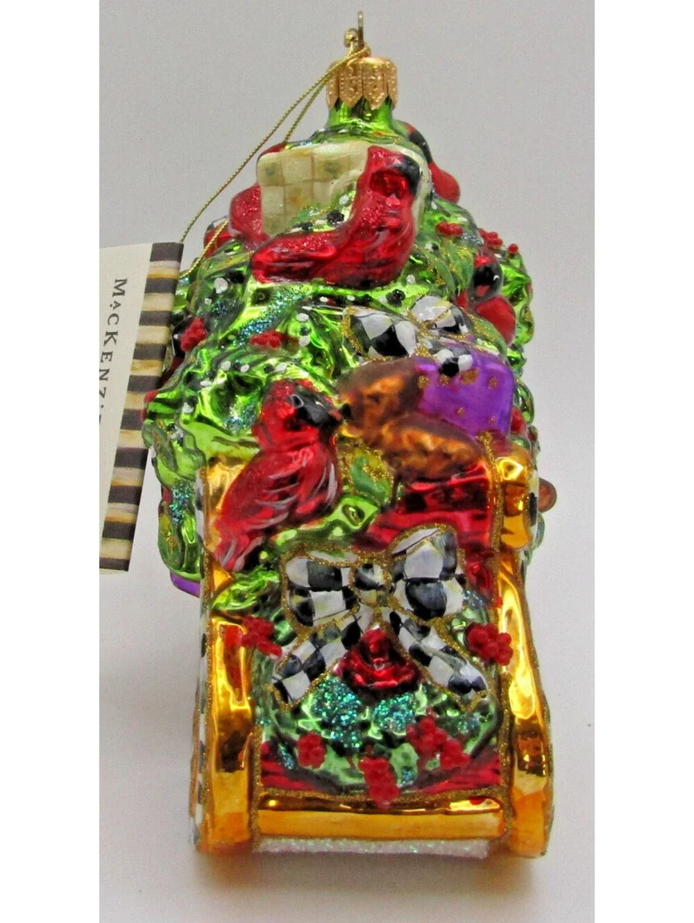 MacKenzie-Childs Holly Sleigh Ornament Poland 53913-28 with Tag and Box